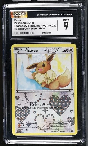 CGC 9 MINT Eevee RC14/RC25 Legendary Treasures Radiant Collection Holo Pokemon