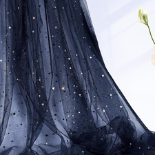 Navy Blue Glitter Tulle Fabric Rolls 54 1 Yard, Blue-Star Moon