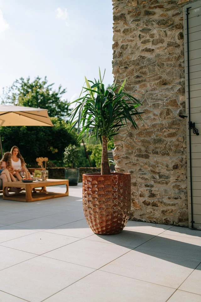 Terracottatopf Optik Blumentopf Pflanzkübel aus Keramik für Außen Orange... - Bild 2 von 4