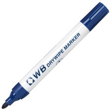 Image of WB Drywipe Pen Markers Dry Slim Line Bold Bullet Tip - Blue (Pack of 3)
