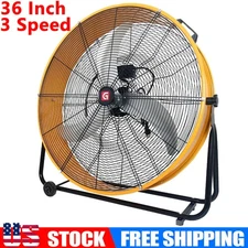 36 Inch Heavy Duty Metal Industrial Drum Fan 3 Speed Fan 18000 CFM Floor Fan New