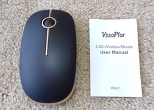 Vssoplor 2.4G Slim Portable Optical Wireless Mouse Black and Gold MS001 @c8