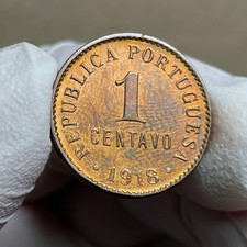 🇵🇹 Portugal 1 Centavo 1918 Bronze KM# 565 Choice UNC (#83)