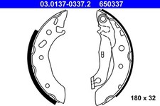Image of Rear ATE 03.0137-0337.2 Brake Shoe Set for FORD,MAZDA