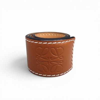 Loewe Anagram Leather Slap Bracelet Tan Brown Women Accessory