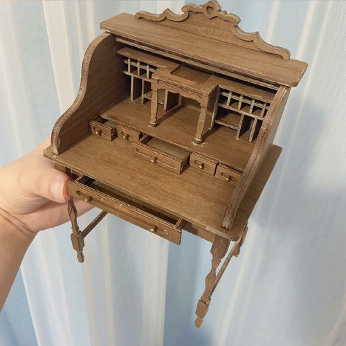 Dollhouse Miniatures 1/12 Scale Furniture Unfinished Vintage Desk Royal Table - Picture 7 of 8
