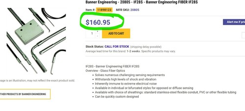 Banner Engineering IF28S, 20805 Single Fiber Cable 8ft/2.44m Length 32mm [D1B5] - Picture 9 of 10