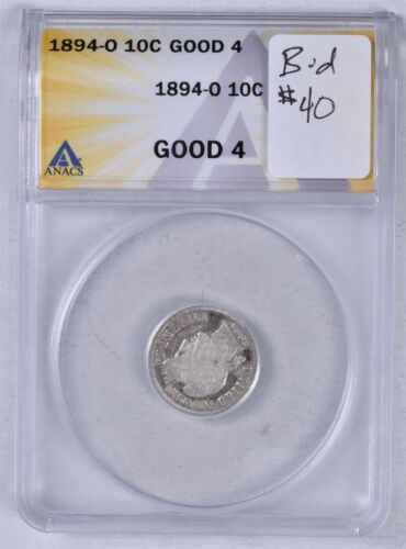 1894-O Barber Silver Dime - ANACS Good 4 - Picture 3 of 3