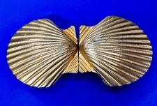 Douglas Paquette Clam Shells Ocean Nautical Vintage interlocking Belt Buckle