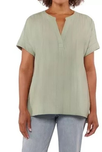 Matty M Women's The Split Neck Summer Top, Sage, Size S - Picture 2 of 3