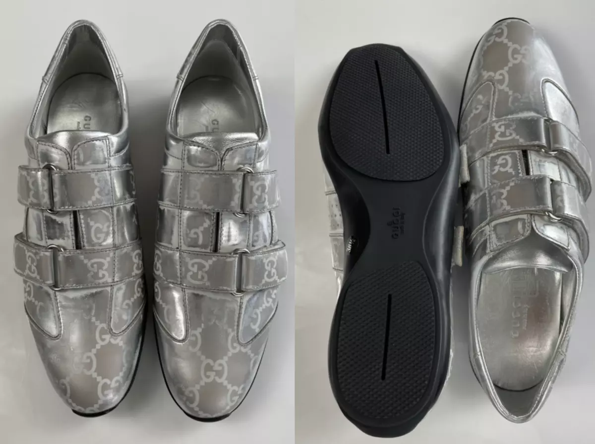 Silver gucci trainers cheap