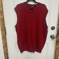 Cypress Links Sportswear Men's Sweater Vest Size XL Red Grey Trim V neck Golf