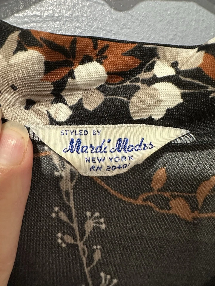 Camisa Blusa Bufanda Vintage Años 70 Sears Mardi Modos Floral Pull Over Para Mujer Talla S Foto 2 de 2