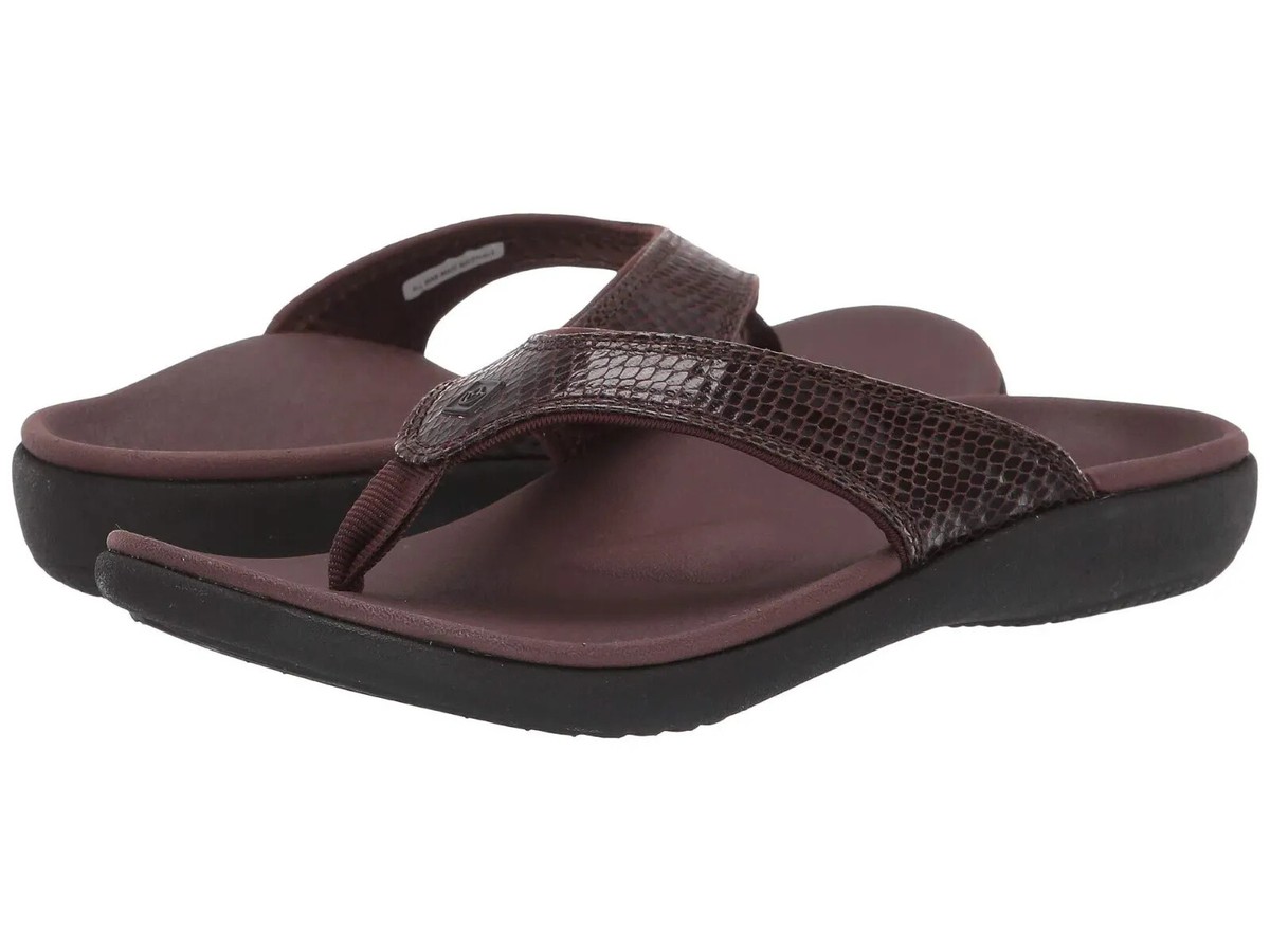 Spenco Women's Yumi Brown Snake Thong Flip Flop Medium