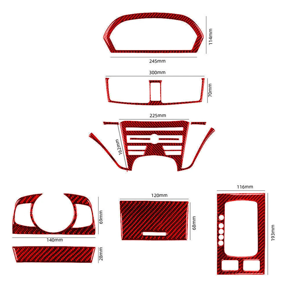 Cubierta interior de consola central de fibra de carbono roja para ACURA TL 2009-2014 11x Foto 2 de 4