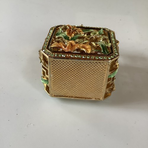 Bijorca Trinket Box Floral Flower Jeweled Hinged Enamel Day Lilies Filigree Lily - Picture 5 of 10