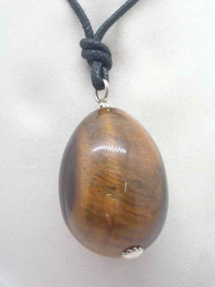 Ciondolo in ARGENTO 925 con uovo in OCCHIO DI TIGRE naturale - Pietra Dura - - Immagine 2 di 4