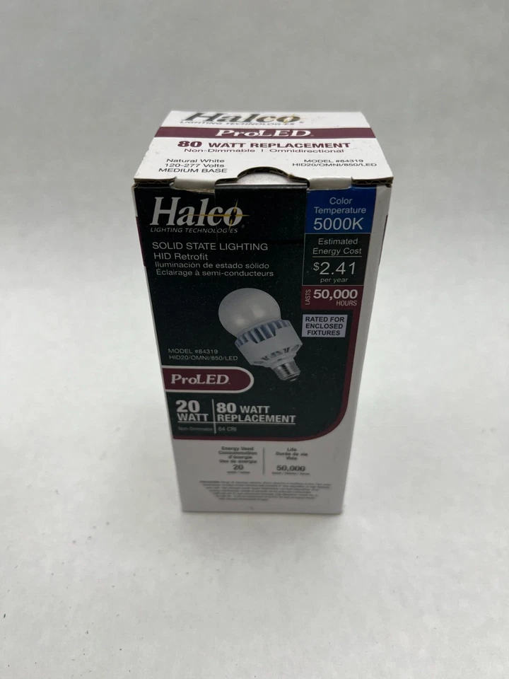 Halco 84319 NIB 20W LED 5K 120-277V Med Base Lamp See Pics #G22 - Image 2 of 2