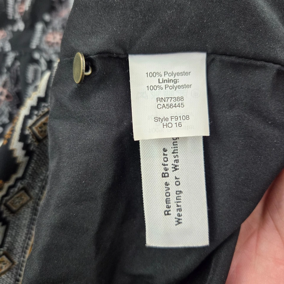 Vestido Madewell Mujer 10 Negro Floral Encaje Boho Campesino Transparente Manga Larga Forrado Foto 3 de 4