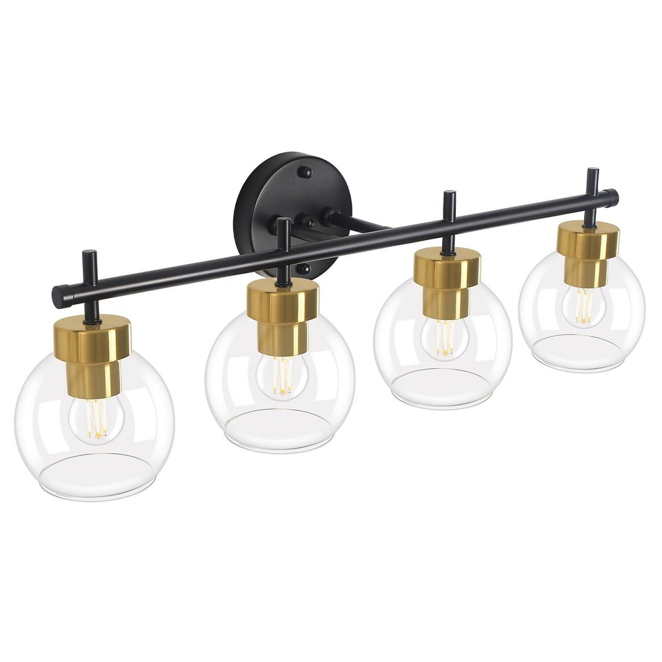 Mid Century Bathroom Light Fixtures Black and Brushed Gold Bathroom