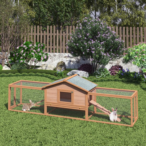 2-Story Large Wooden Rabbit Hutch with Ramps,Run Area & Waterproof Roof - Picture 2 of 15
