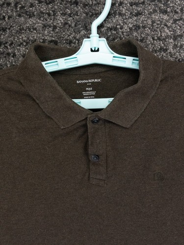 Banana Republic Shirt Mens Large Brown 100% Cotton Pique Polo Casual Preppy - Picture 4 of 9