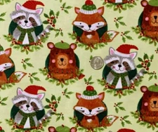 JOANN CHRISTMAS "WOODLAND CRITTERS" SUPER SNUGGLE SOFT FLANNEL FABRIC 2YD X 42"