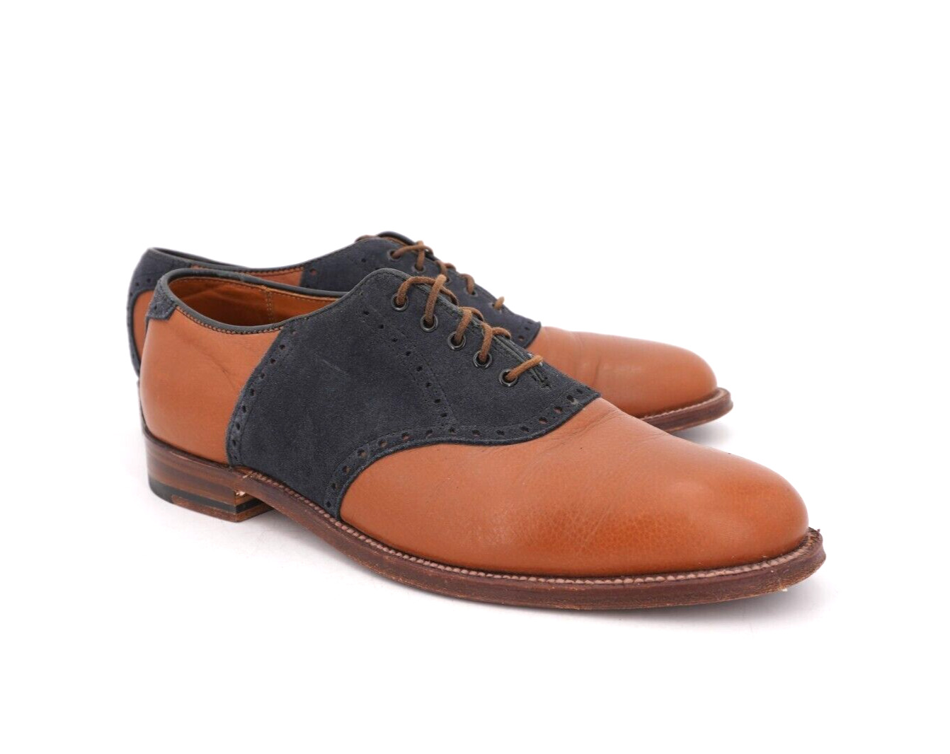 Alden D4301F Burnished Tan Calfskin and Navy Suede Saddle Shoe
