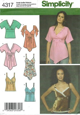 Simplicity 4317 Empire Waist Top, Dolman Sleeve Sz 6-14 UNCUT