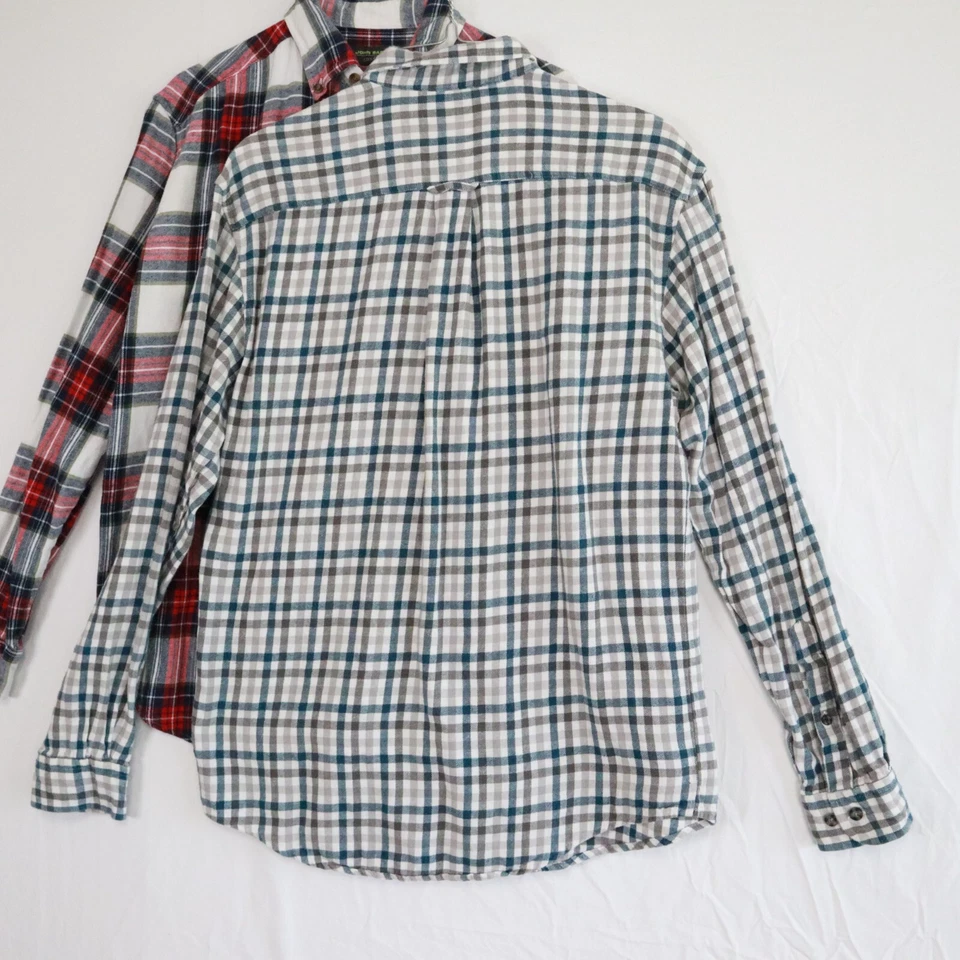 Lote de 2 camisas masculinas de flanela John Bartlett Consensus bolso pequeno xadrez com botões - Imagem 3 de 4