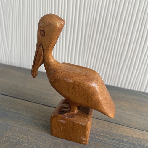 Hand Carved & Signed Herb Burgess Wooden Pelican Sculpture Folk Art 5” (A6) - Picture 5 of 9