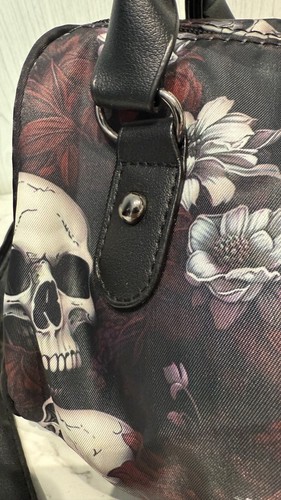 Gothic Skull & Floral Small Barrel Tote Handbag – New with Detachable Strap - Picture 3 of 9