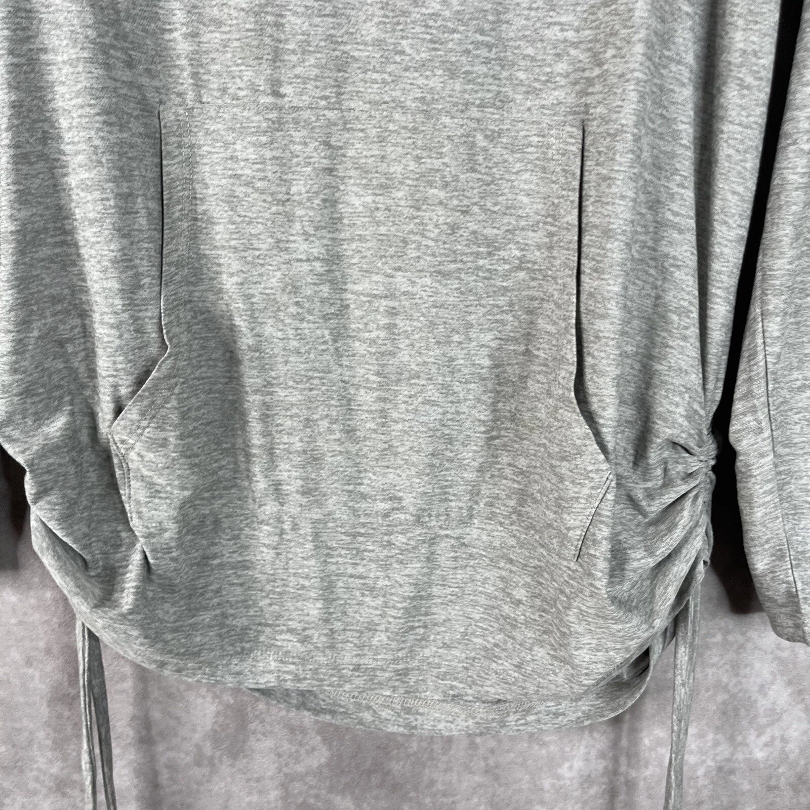beyond-yoga side ruched pullover heather hoodie