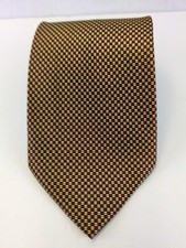 Romario Manzini Silk Neck Tie Burgundy Gold Micro Check Classic Elegant 57"