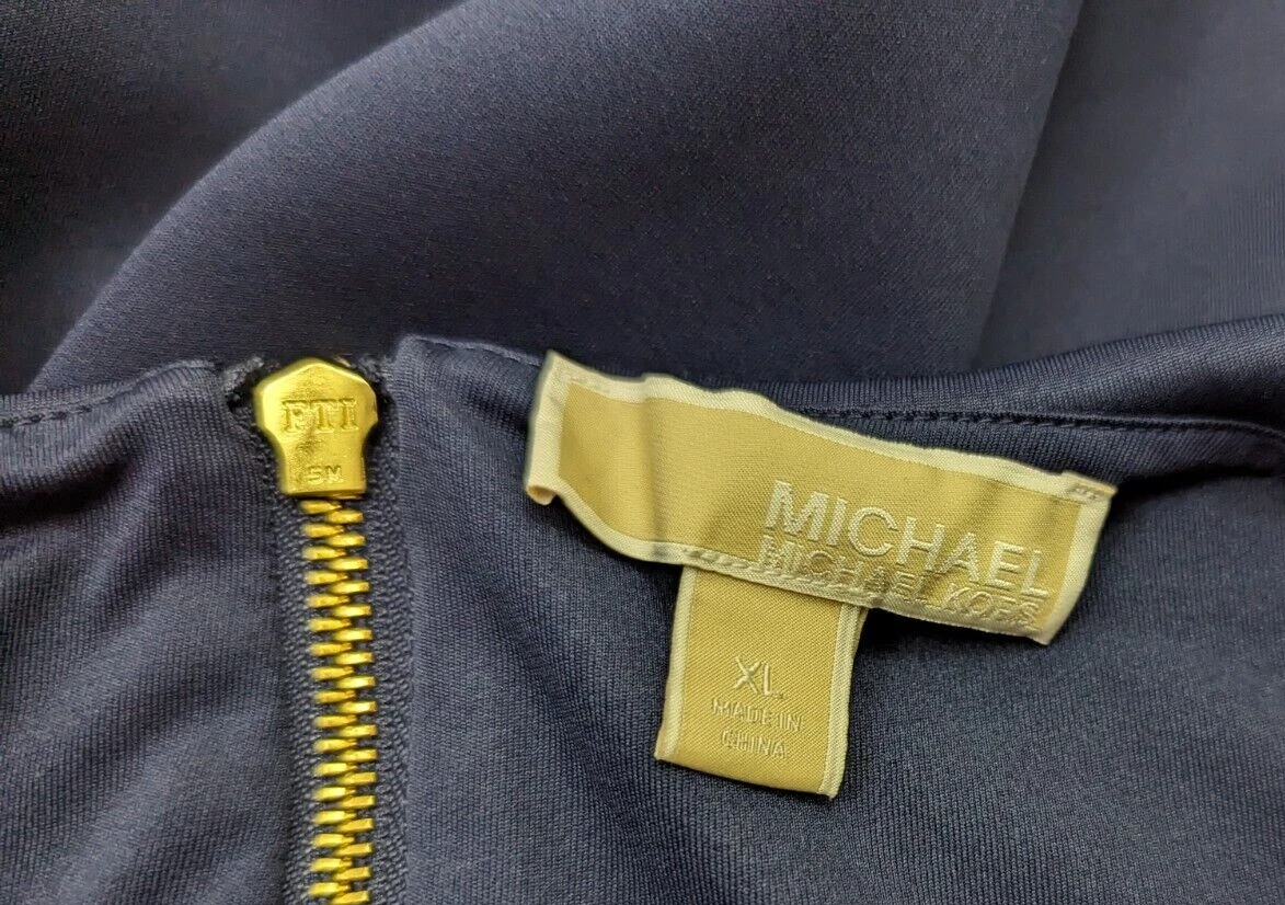 Abito in guaina Michael Michael Kors taglia XL blu navy senza maniche canotta elasticizzata 0057