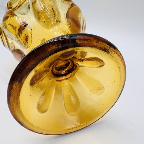 Empoli Amber Pulled Stretch Art Glass Vase 6 Finger With Italy Sticker 9 1/4” - Picture 8 of 12