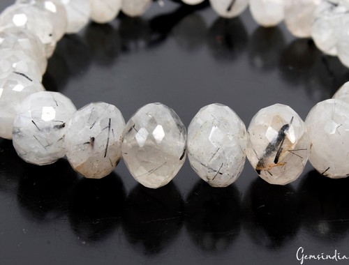260 Cts Natural Black Rutile Quartz Beads Loose Gemstone 23 Pcs Size 9mm to 14mm - Picture 6 of 6