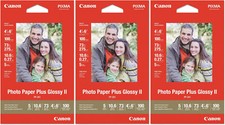 3 Packs 4 x 6 Canon PIXMA Photo Paper Plus Glossy II PP-201 Sealed 300 Sheets