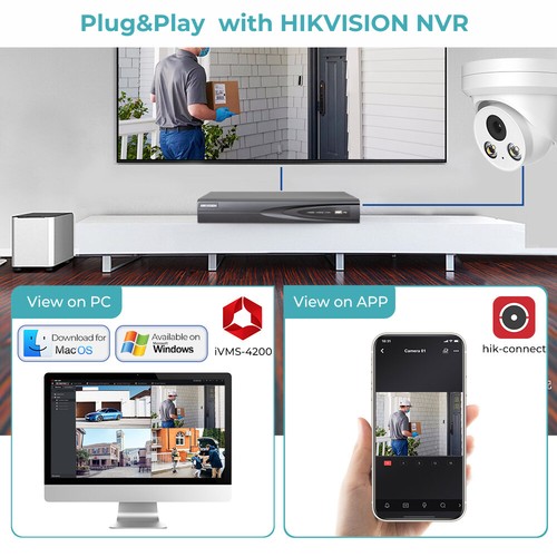 Hikvision Compatible 4MP ColorVu Turret POE outdoor IP Camera 24/7 Full Color - Picture 9 of 23