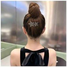 Vintage Crystal Star Hair Comb Clip Cz Hair Barrette Clip Bling Black