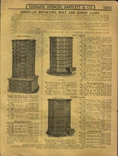 1915 PAPER AD Vintage Hardware Store Revolving Screw Bolt Wood Cabinet Case
