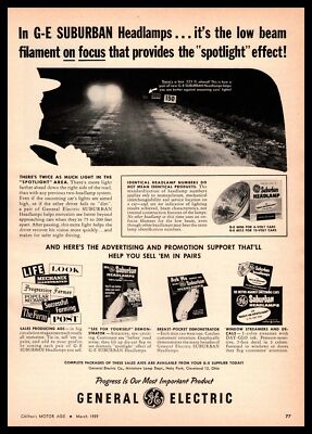 1959 General Electric G.E. ''Spotlight'' Effect Suburban Auto Headlamps Print Ad