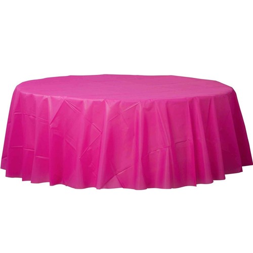 Round Solid Colour Plastic Table Cover TableCloth Wedding Birthday Party 2.1m - Picture 3 of 29