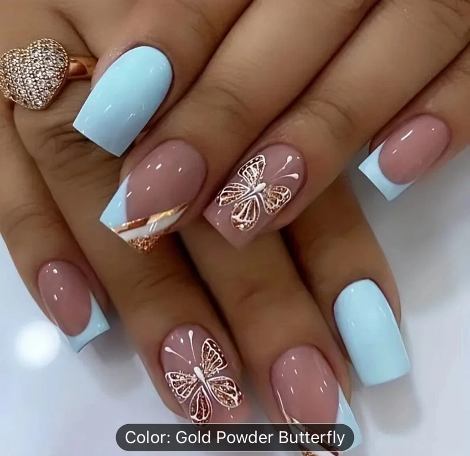 24pcs Press On False Nails Fake Nails Glittered Solid Colours 160 Designs - Image 3 of 4