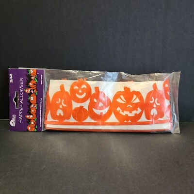 VTG Halloween Jack O Lantern Pumpkin Cut Outs Garland Orange OTC Taiwan