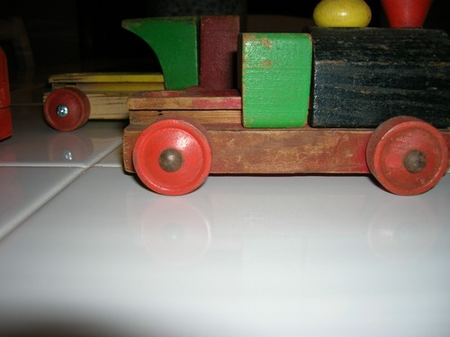 ANTIQUE The American Teach N Fun TOY CARS WOODEN BLOCKS 1940'S - Picture 9 of 9