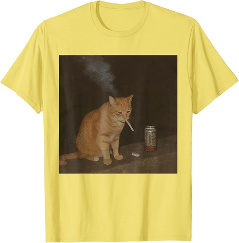 Maglietta Cat Meme Gatto Fumare Sigarette E Birra Baddies Get Saddies - Foto 14 di 16