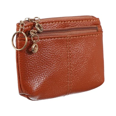 Für Coin Purse, 13x9cm Leder Münztäschchen kleine Geldbörse braun - Bild 1 von 4
