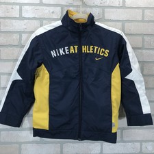 Nike Athletics Full Zip Long Sleeve Jacket Youth Boys Small 8 Navy Yellow Whit