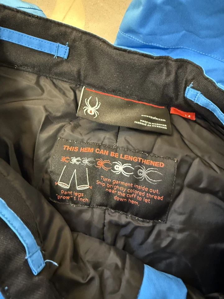 Calça de neve SPYDER masculina esqui tamanho 14 azul inverno snowboard impermeável ao ar livre - Imagem 3 de 4